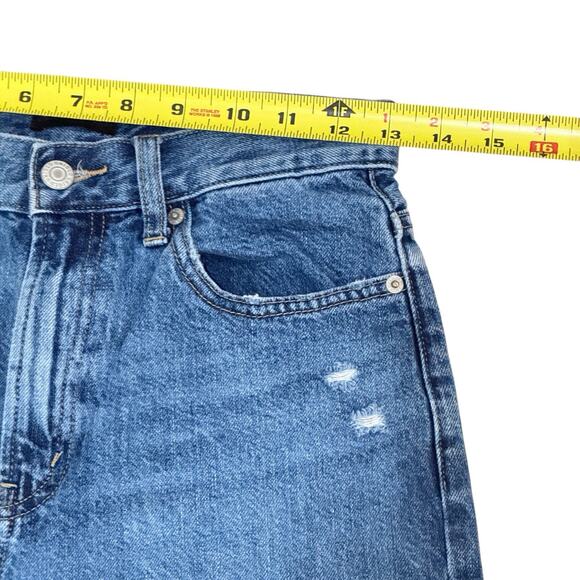 UNIQLO Womens High Rise Wide Leg Distressed Jeans Size 24 Medium Wash - Picture 5 of 7